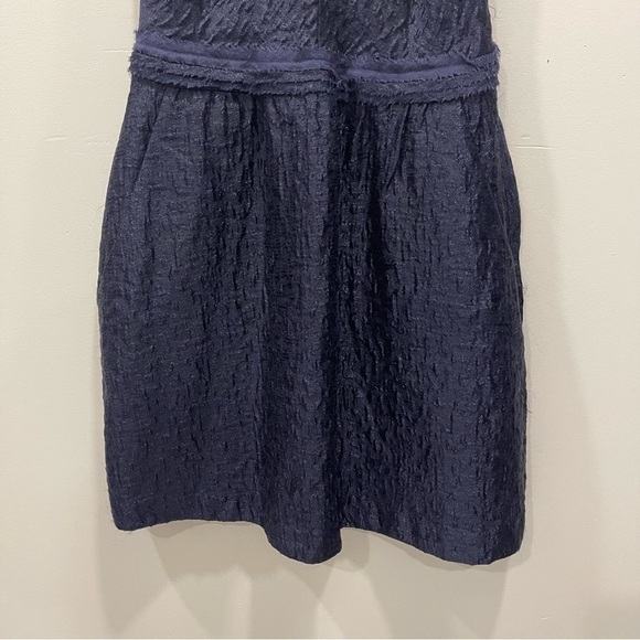 Theory Mildra Linden Fit & Flare Wool Blend Dress Navy Blue Textured Size 6 - Picture 6 of 13